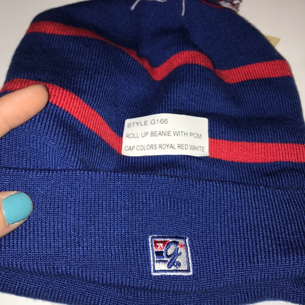 Henry County Patriots Beanie With Pom Blue and Red - Picture 4 of 5
